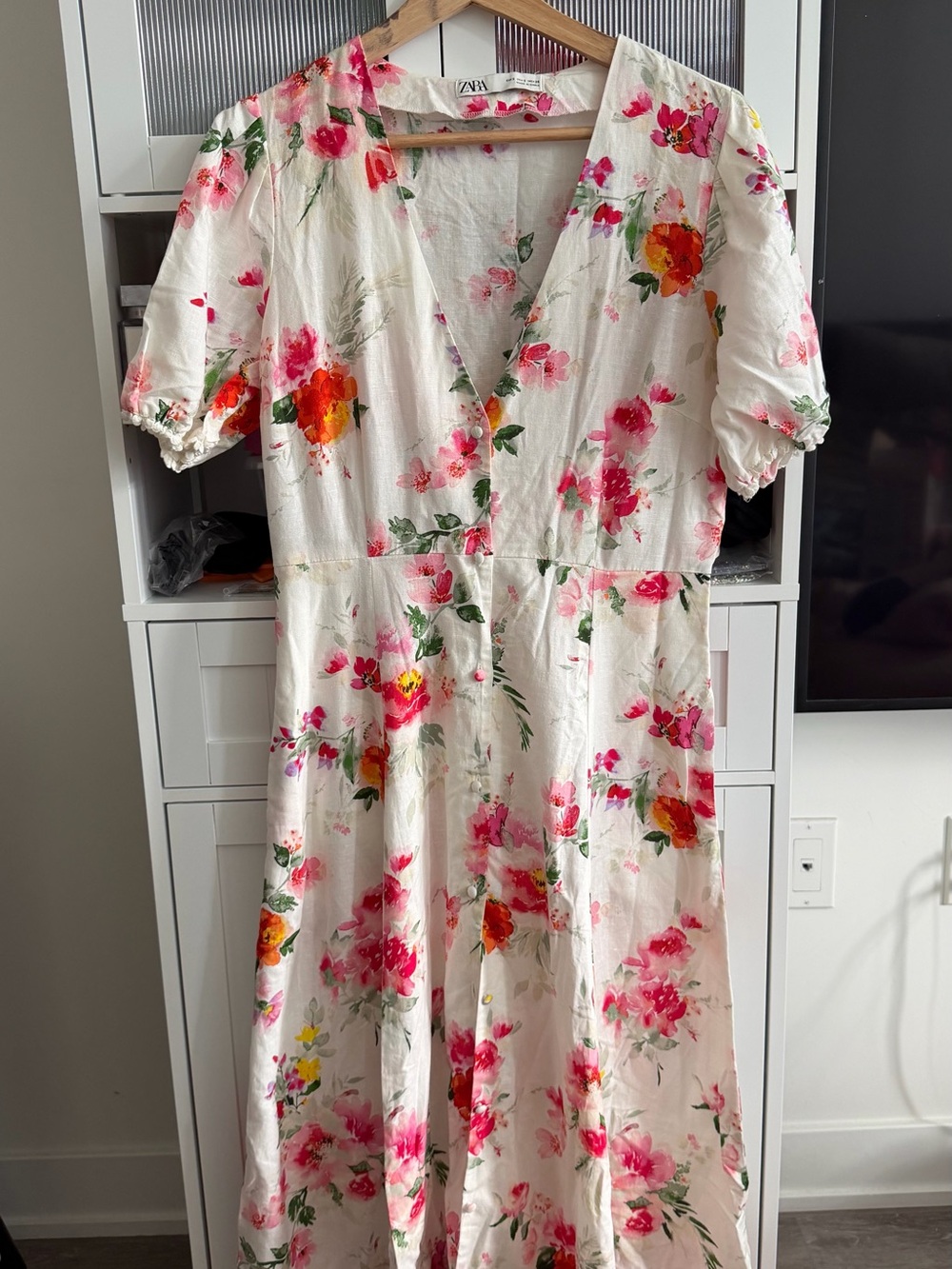 Zara Floral Ling Dress, Linen Blend